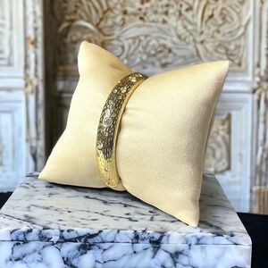 Premier Designs Gold Tone Marigold Bangle Women’s Inset Rhinestones Signed